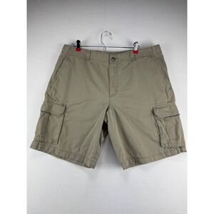 Columbia Mens Cargo Shorts Green Khaki Size 38 Cotton Twill Hiking Outdoor 1290